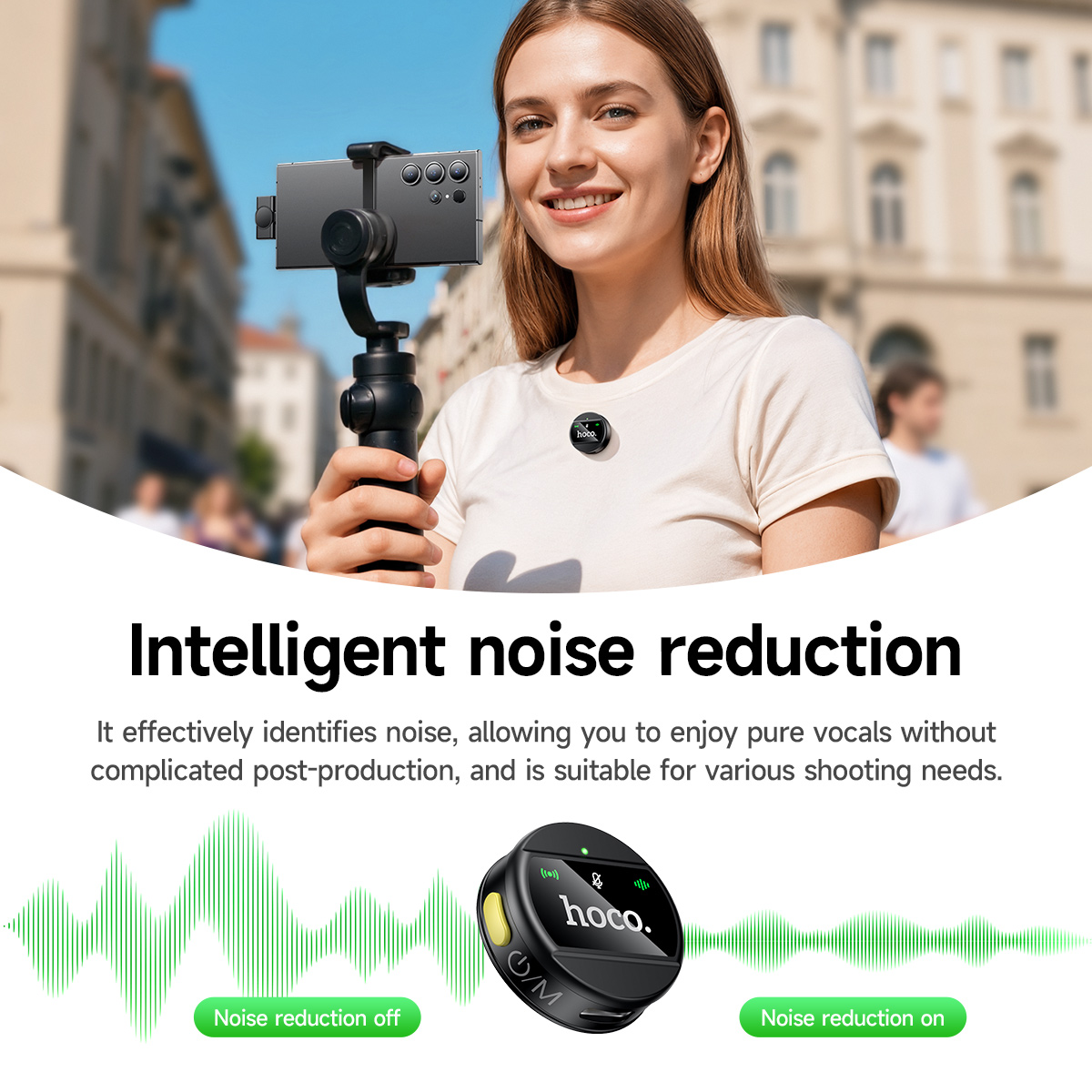 Microfono rotondo wireless USB-C HOCO per iPhone 16 e