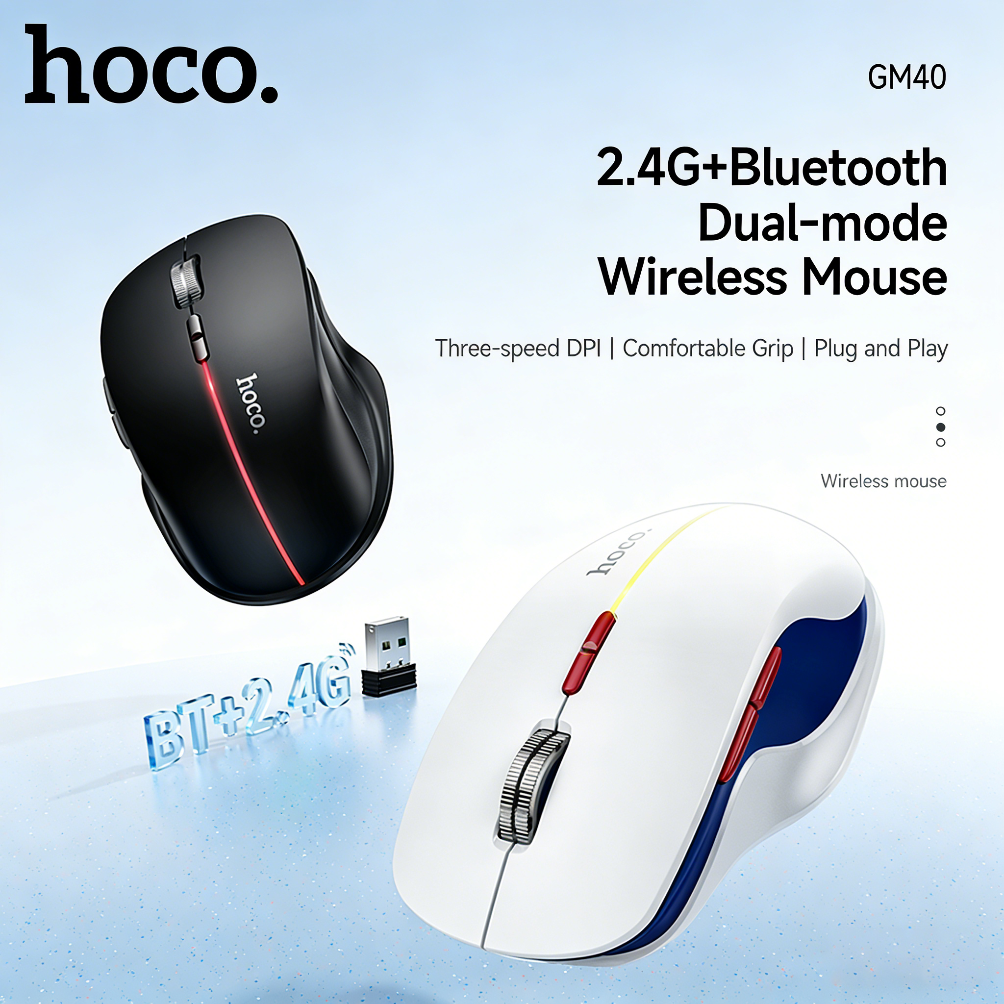 HOCO Auricolare wireless ricaricabile 2.4G Bluetooth