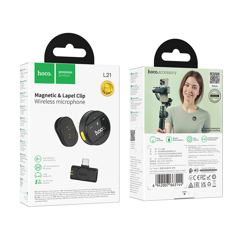 Microfono rotondo wireless USB-C HOCO per iPhone 16 e