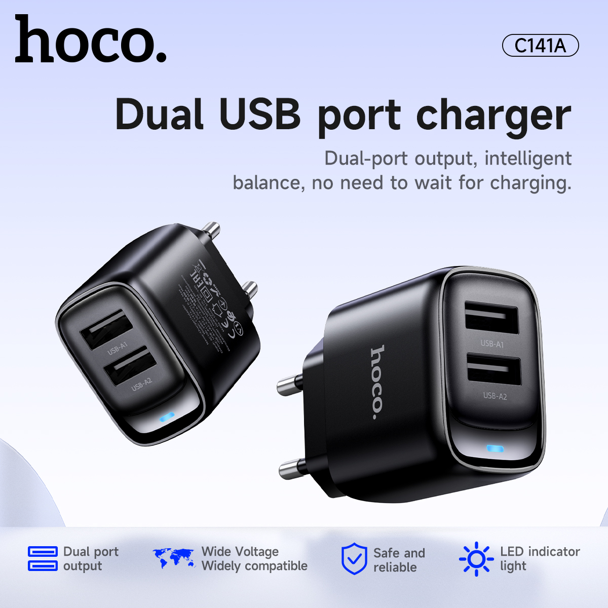 Adattatore di ricarica per telefono HOCO Dual USB A