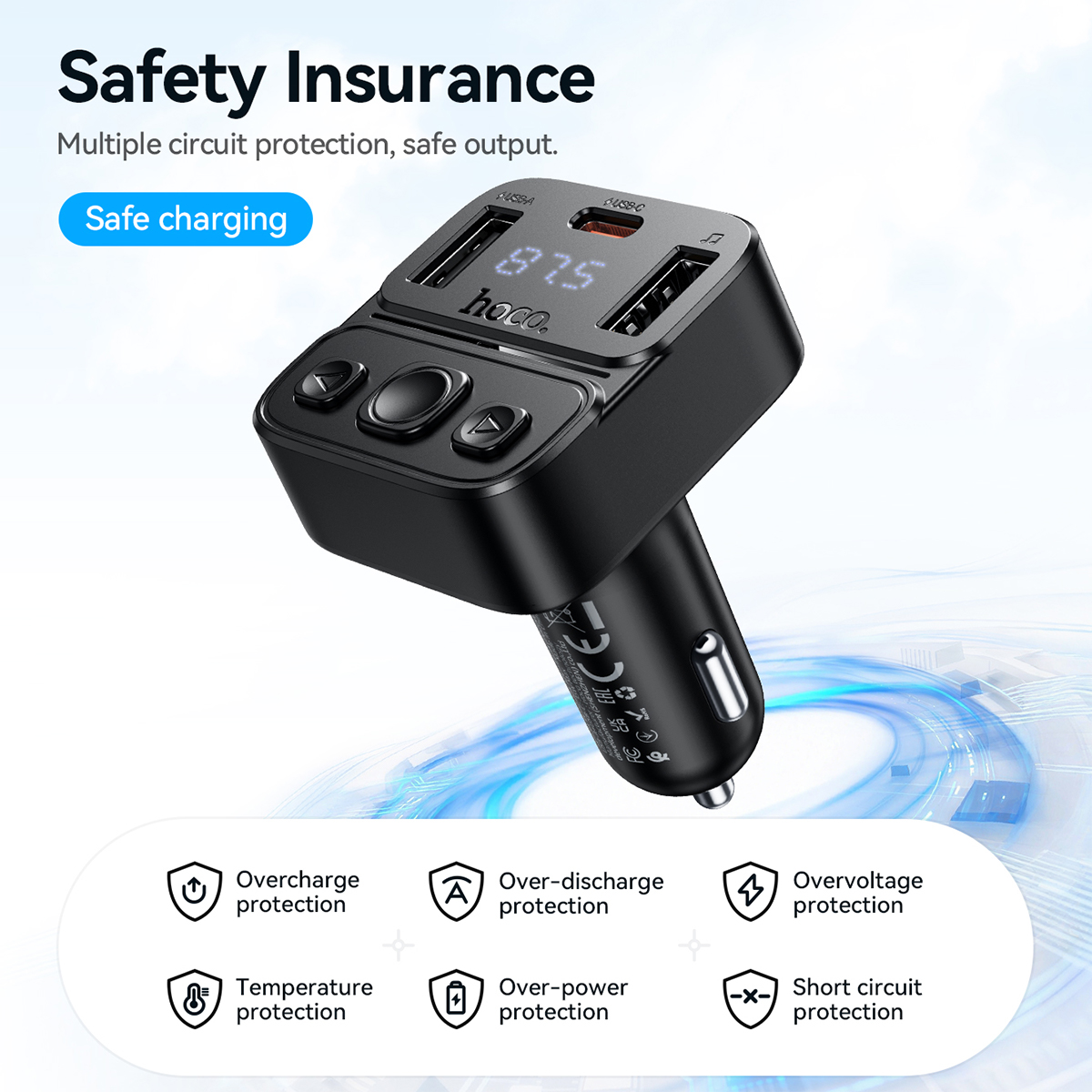 Trasmettitore FM Bluetooth per auto HOCO da 35 W con