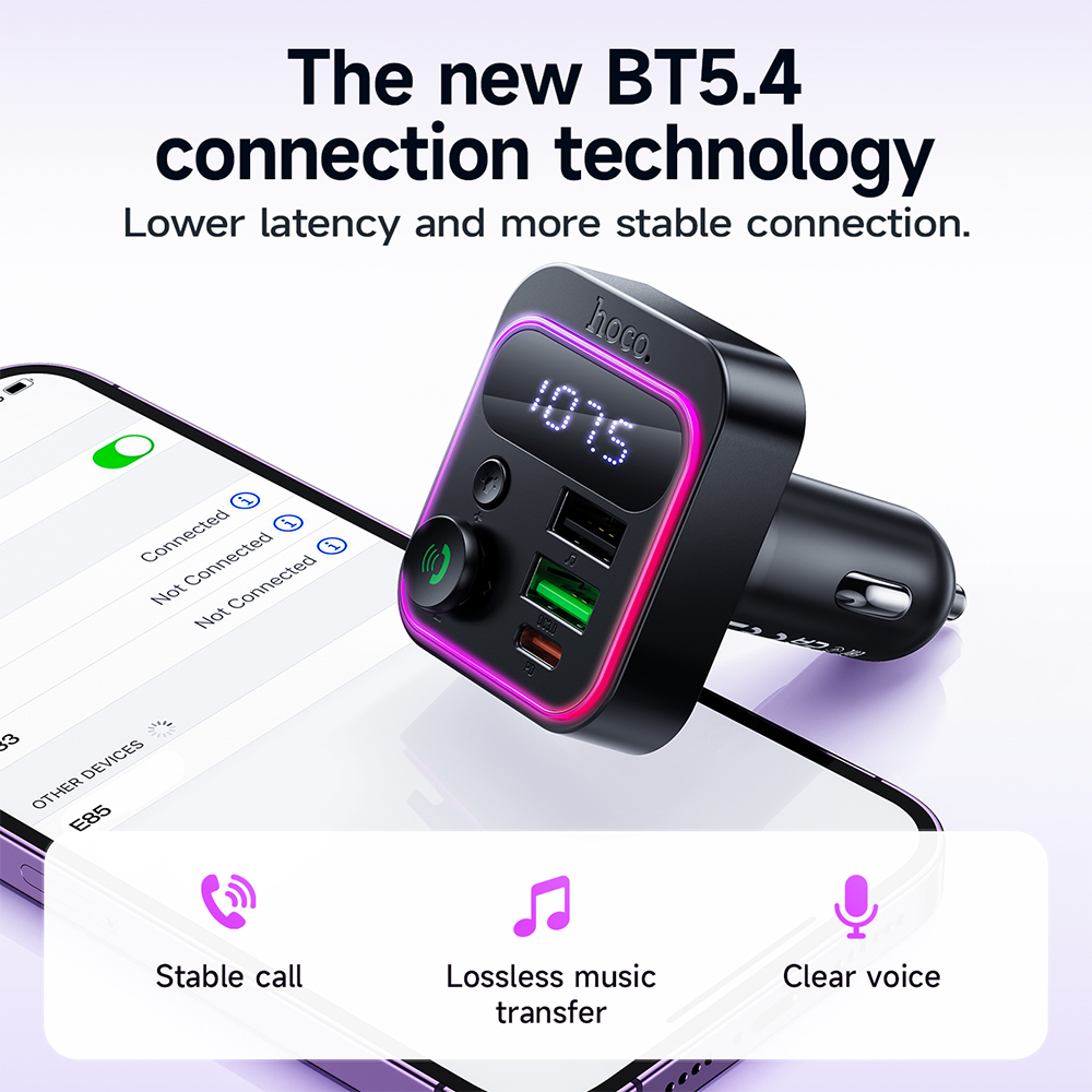 Caricabatterie da auto HOCO PD20W QC3.0 con Bluetooth