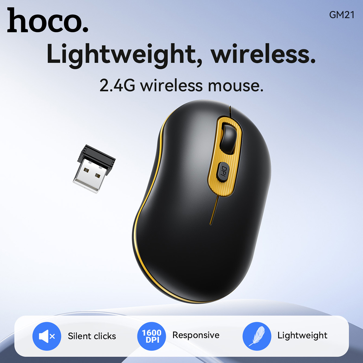 Mouse wireless HOCO 2.4G ergonomico 1600 DPI