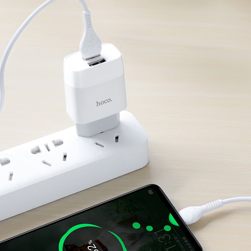 Caricabatterie Hoco Dual USB con spina EU/US/UK, 2.4A