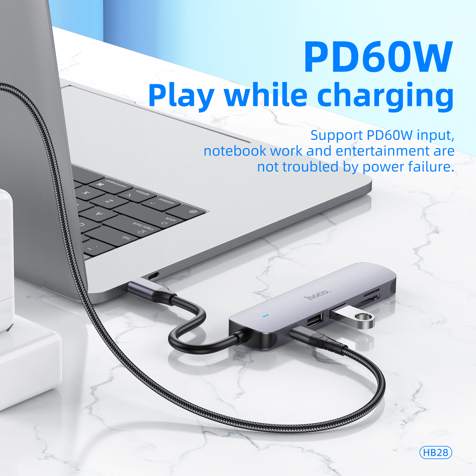 HOCO Hub USB C Adattatore da tipo C a USB 3.0 2.0 PD60W