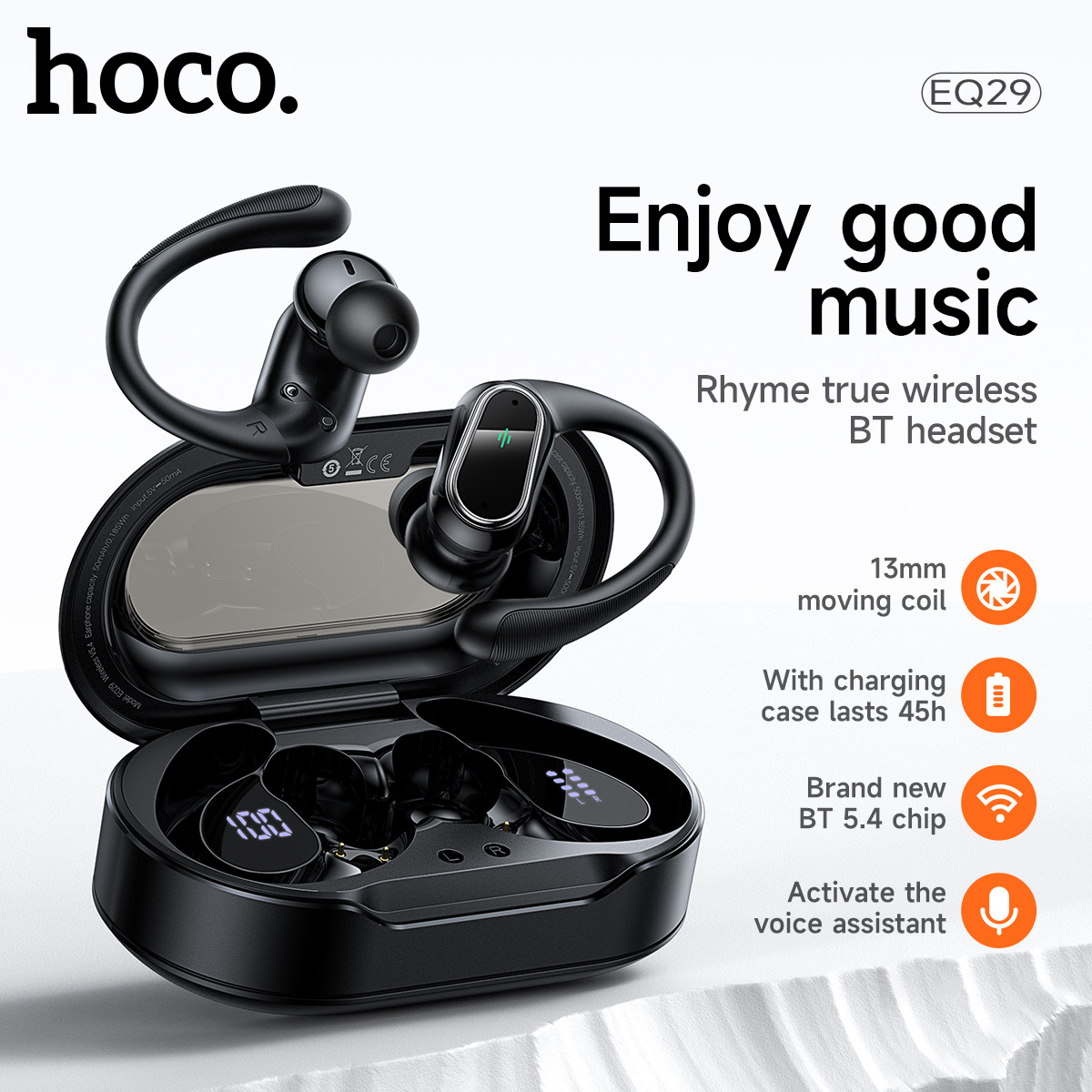 Auricolari wireless Bluetooth 5.4 con gancio per