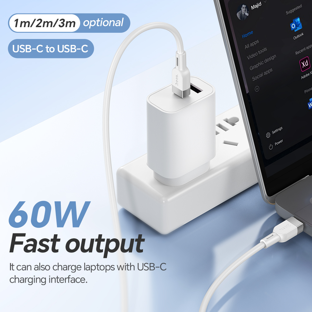 HOCO Cavo USB da 60 W con ricarica rapida da C a C in