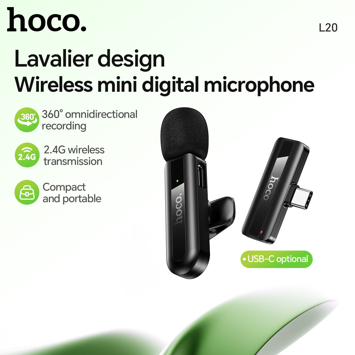 Microfono lavalier wireless HOCO con porta Type-C