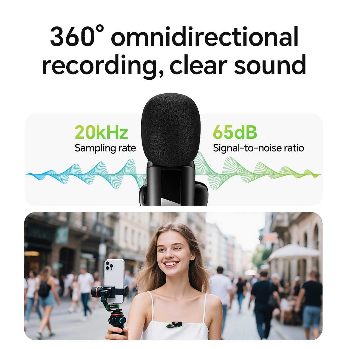 Microfono lavalier wireless HOCO con porta Type-C