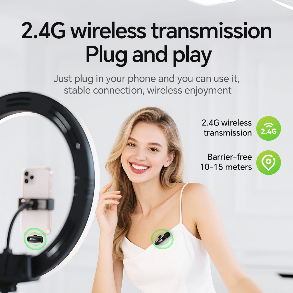 Microfono lavalier wireless HOCO con porta Type-C