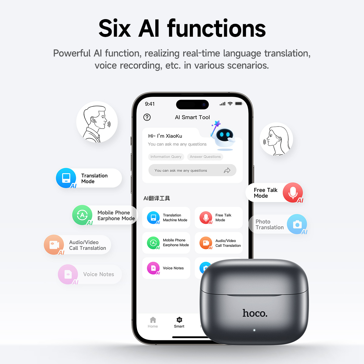 HOCO Smart AI Translation Wireless ANC ENC Noise