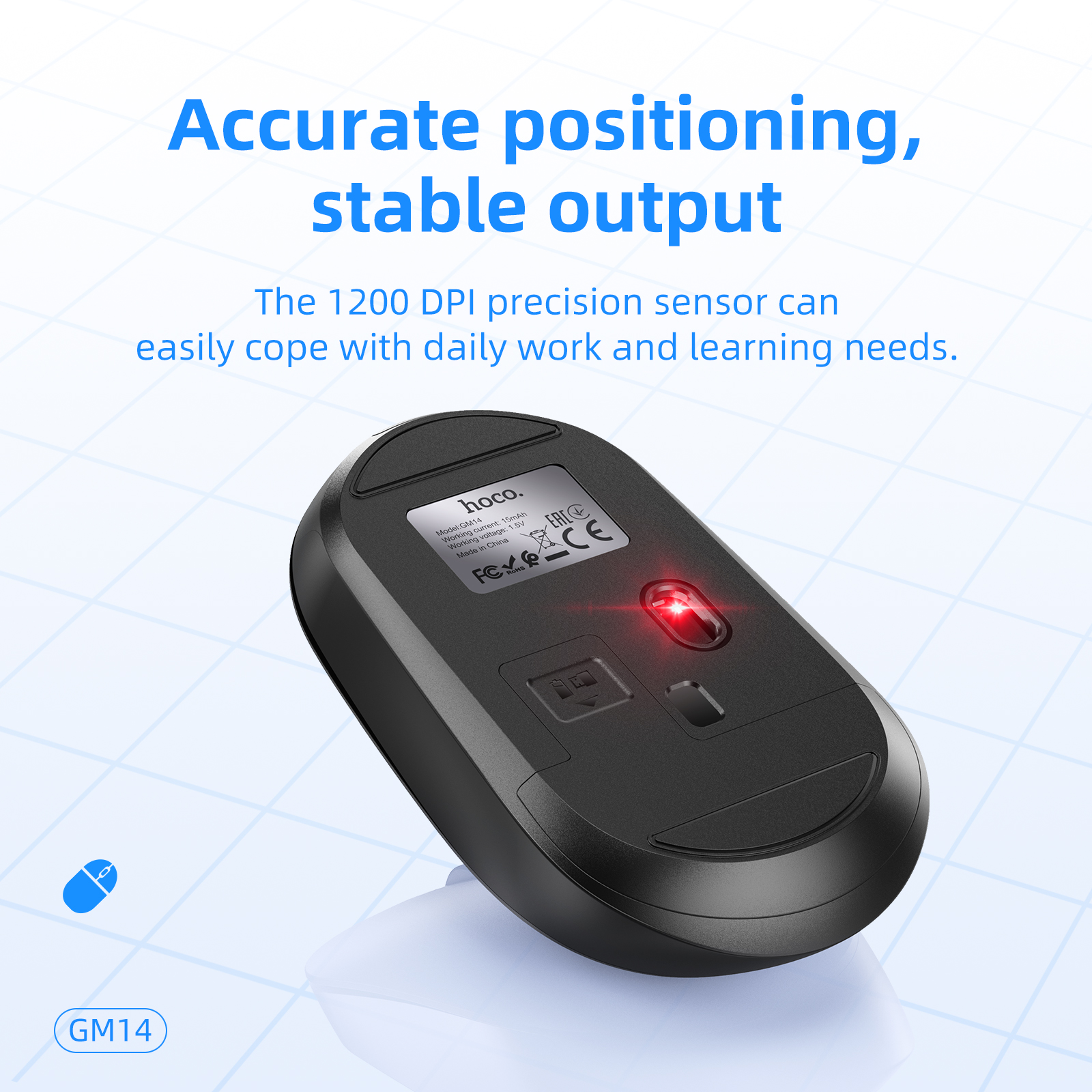 Mouse wireless portatile Hoco 1200 DPI silenzioso