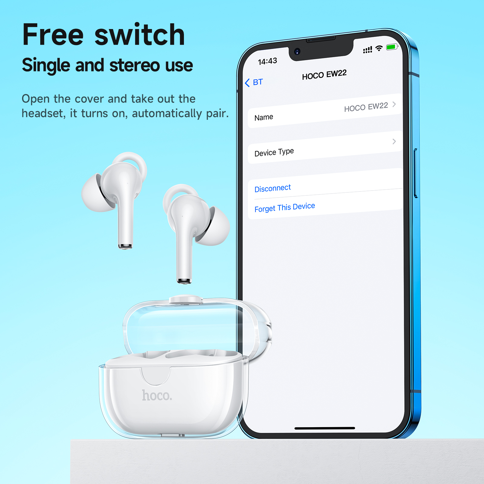 Cuffie wireless HOCO EW22 Bluetooth 5.3 ENC con