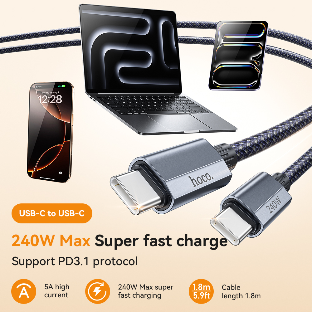 Cavo USB C a C HOCO da 240 W con ricarica rapida PD3.1