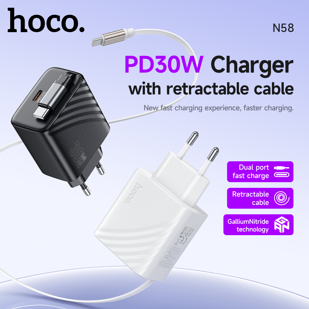 Caricabatterie rapido HOCO USB C GaN30W per iPhone