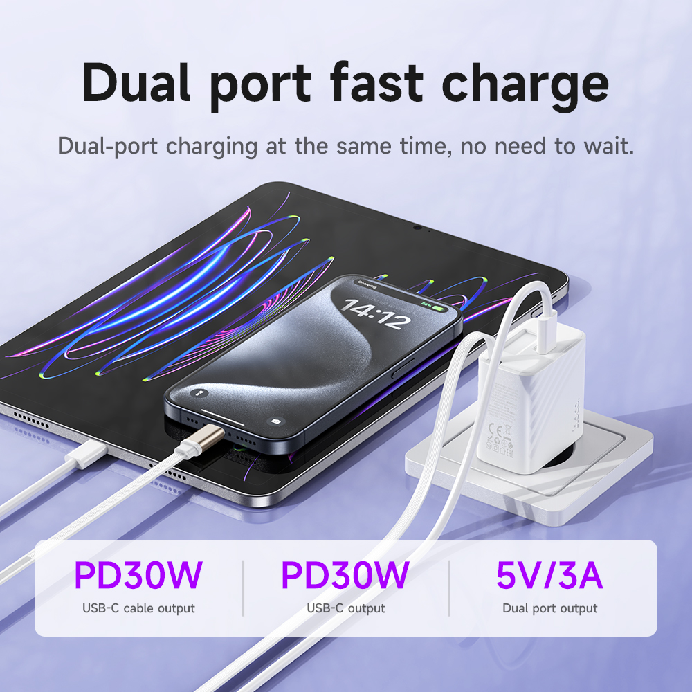 Caricabatterie rapido HOCO USB C GaN30W per iPhone