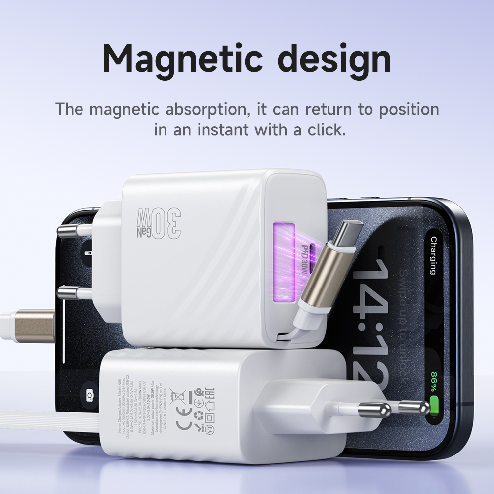 Caricabatterie rapido HOCO USB C GaN30W per iPhone