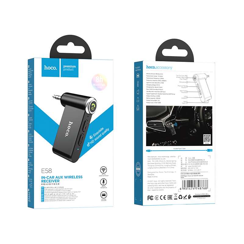 Ricevitore Bluetooth 5.0 per auto Hoco con jack AUX da