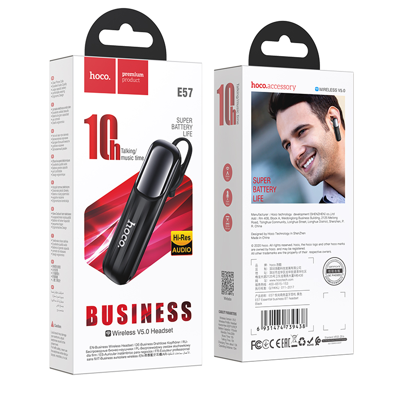 Cuffie Bluetooth wireless Hoco V5.0 Business per auto