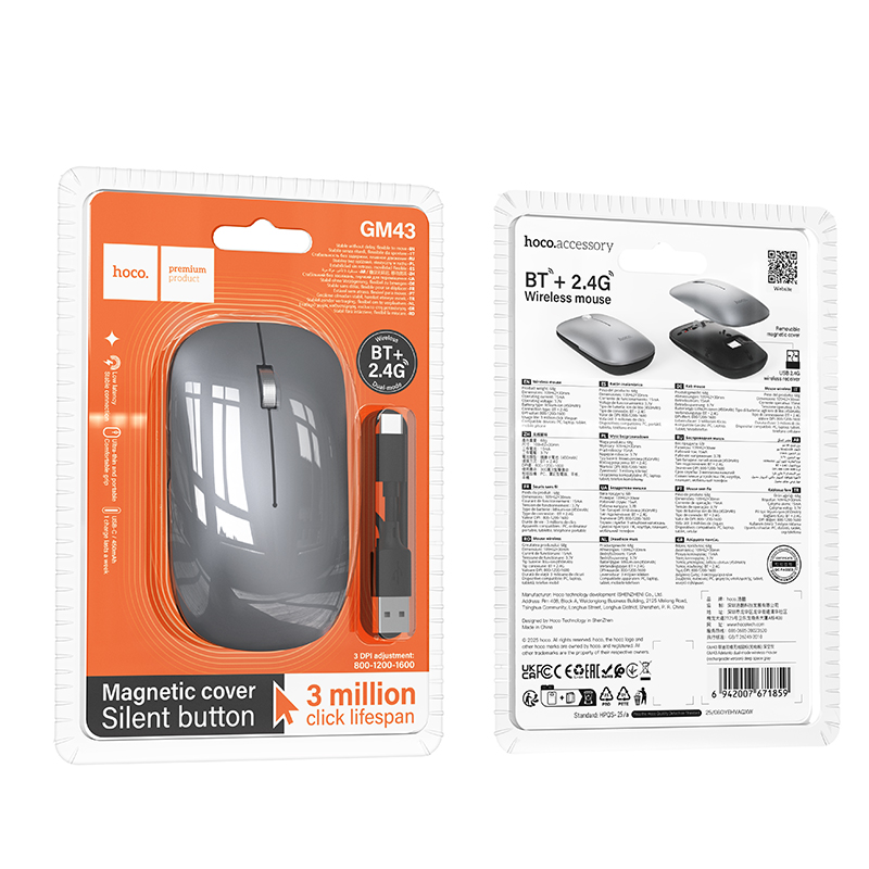 Mouse wireless HOCO 2.4G Bluetooth Dual Mode per uso