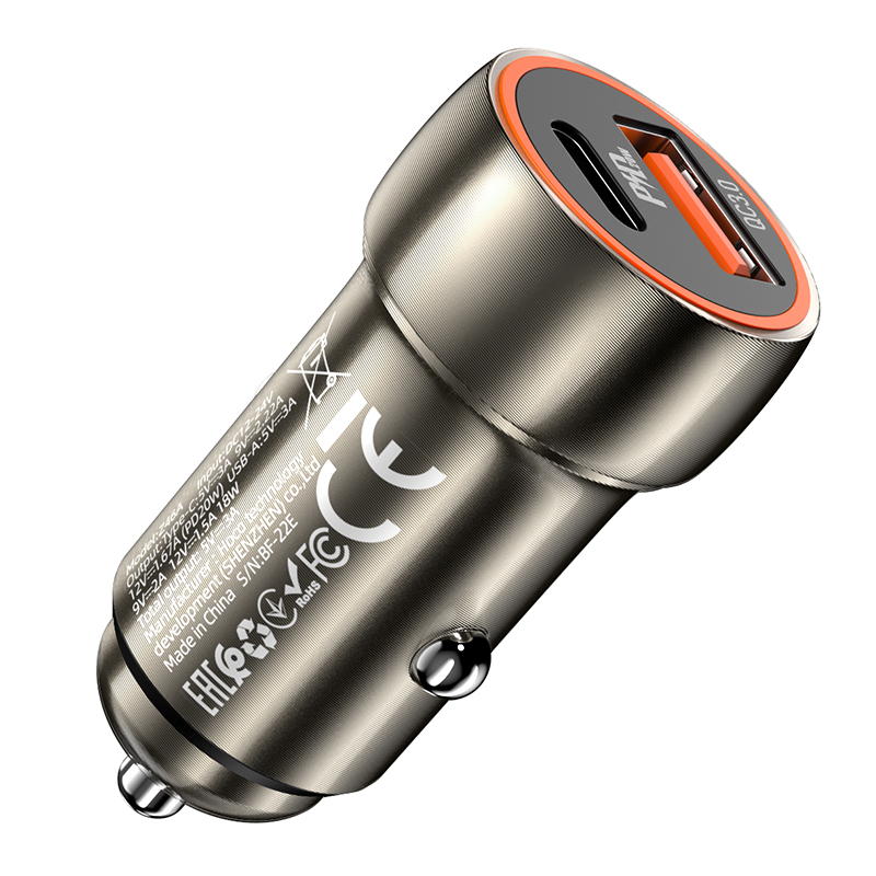 Caricabatterie da auto Hoco PD20W QC3.0 USB Type C a