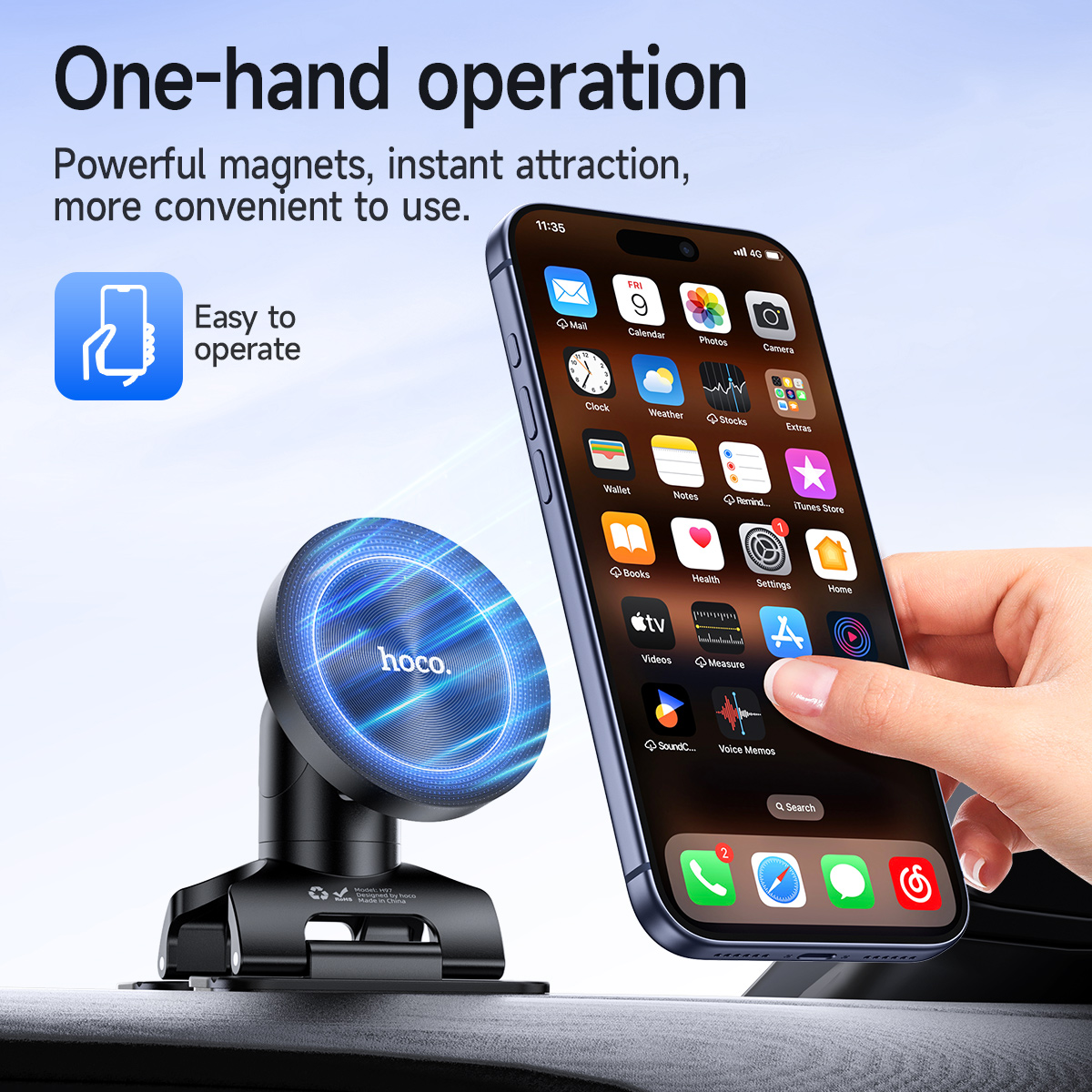 Supporto magnetico per telefono HOCO per auto, centro