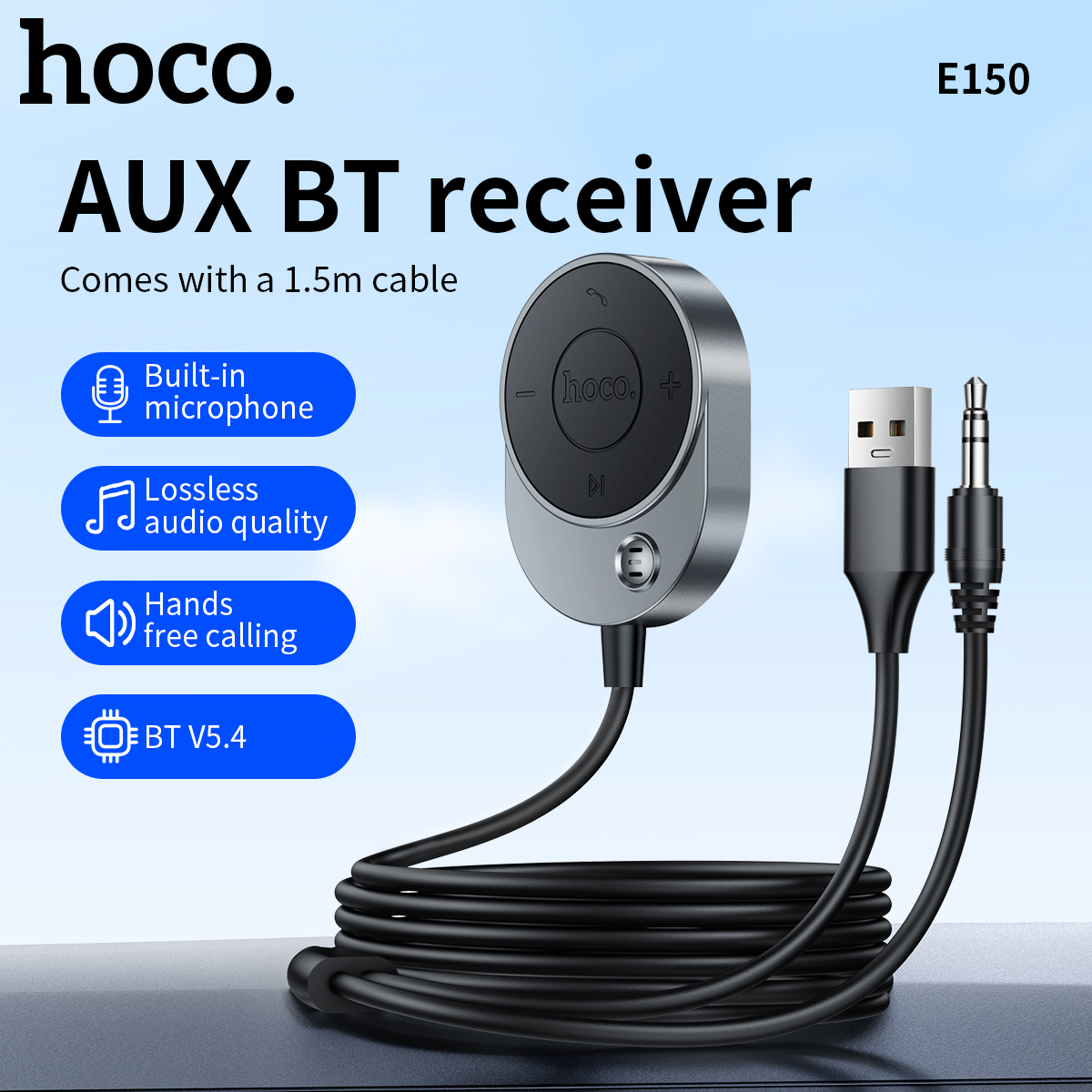 Ricevitore Bluetooth per auto HOCO da 3,5 mm AUX 5.4