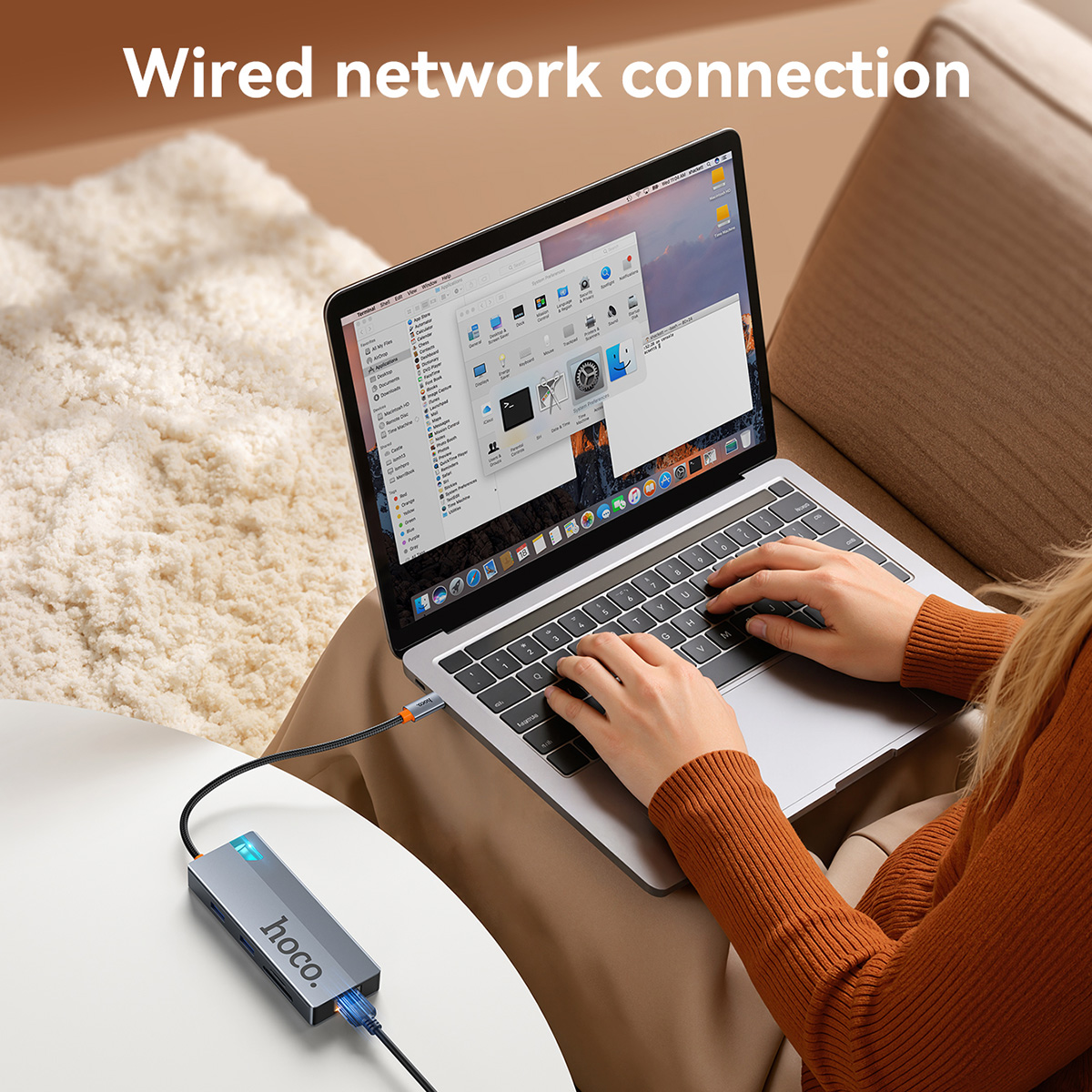 Hub HOCO 8 in 1 da USB C a RJ45 compatibile con