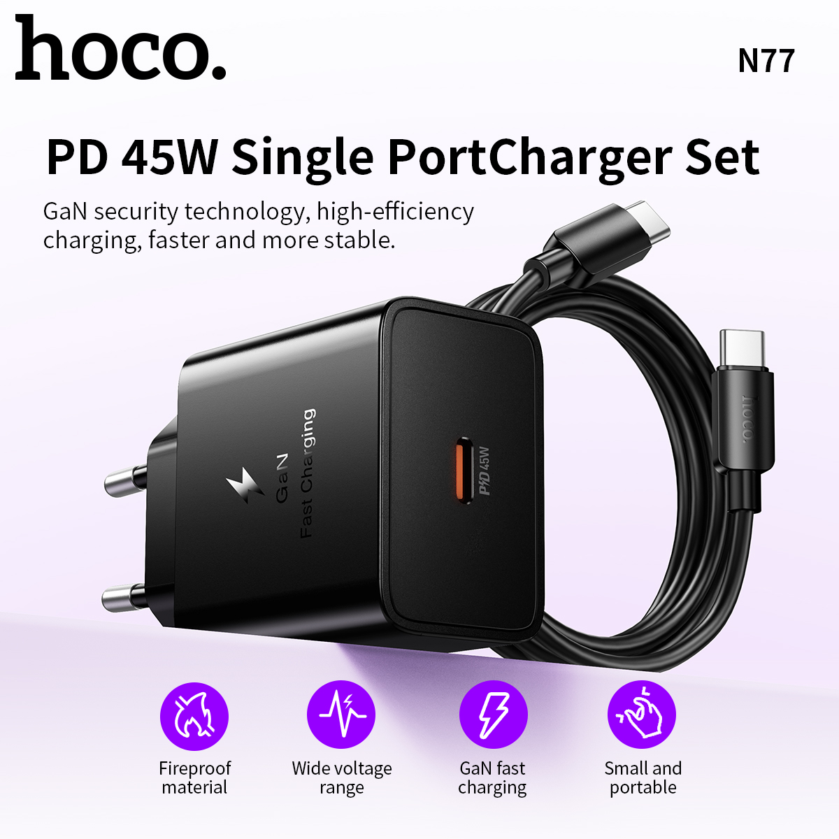 Telefono con ricarica rapida USB C GaN PD45W HOCO EU