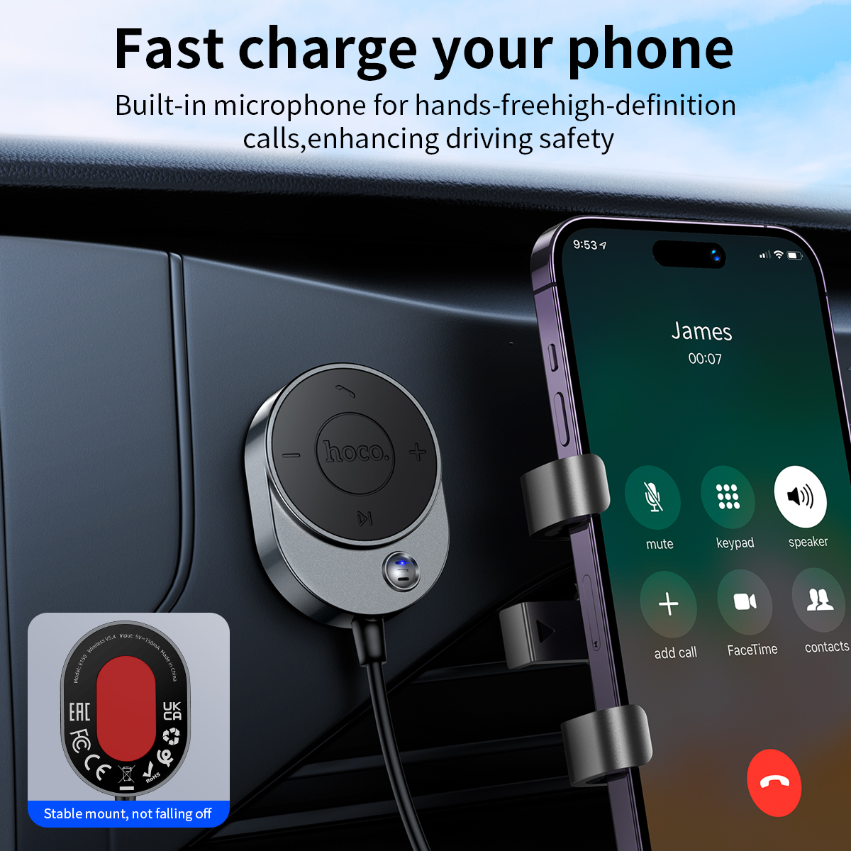 Ricevitore Bluetooth per auto HOCO da 3,5 mm AUX 5.4
