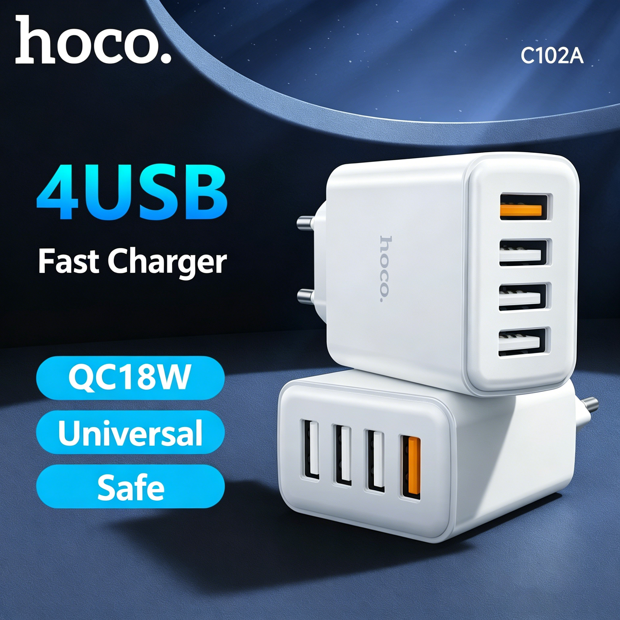 Caricabatterie da viaggio USB HOCO con spina europea e
