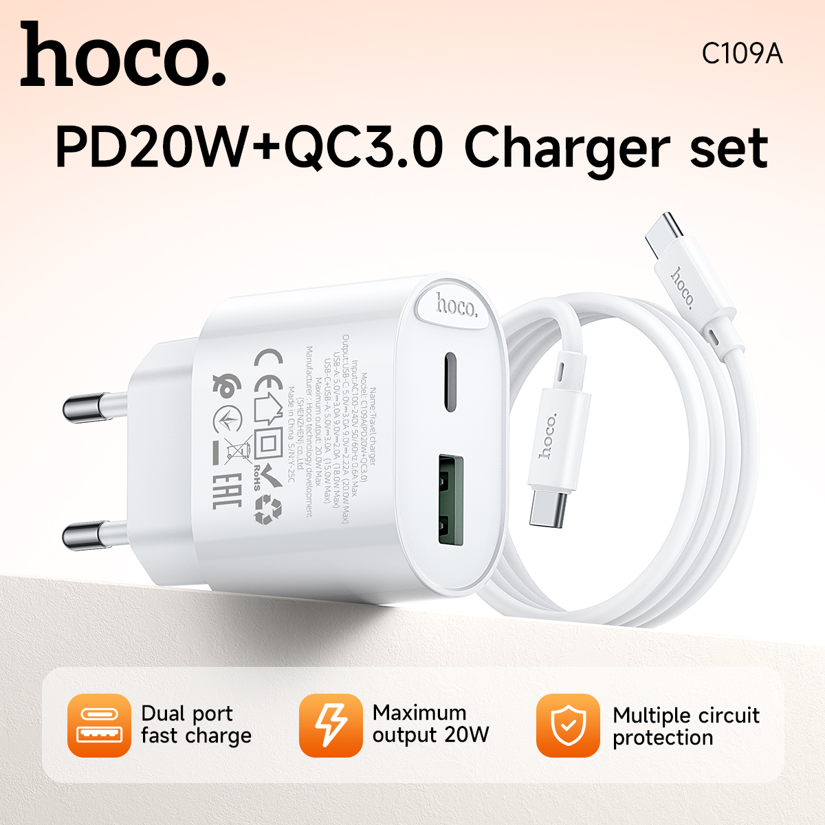 Telefono con ricarica rapida HOCO PD20W QC3.0