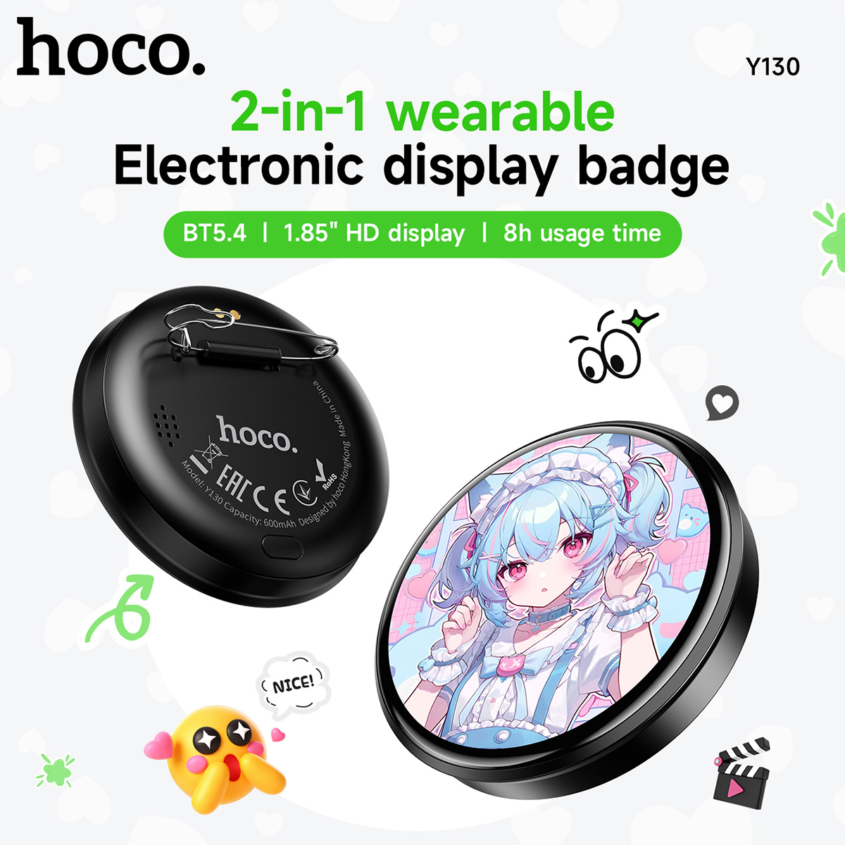 Badge elettronico HOCO con display TFT HD touch da