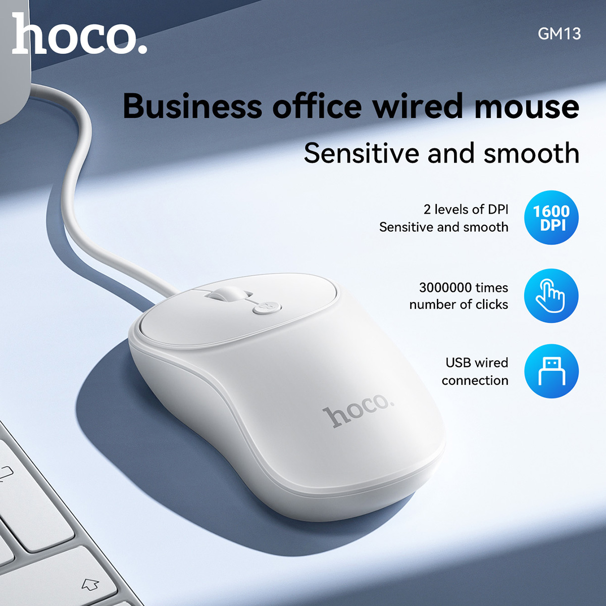 Mouse Hoco silenzioso con cavo USB per ufficio