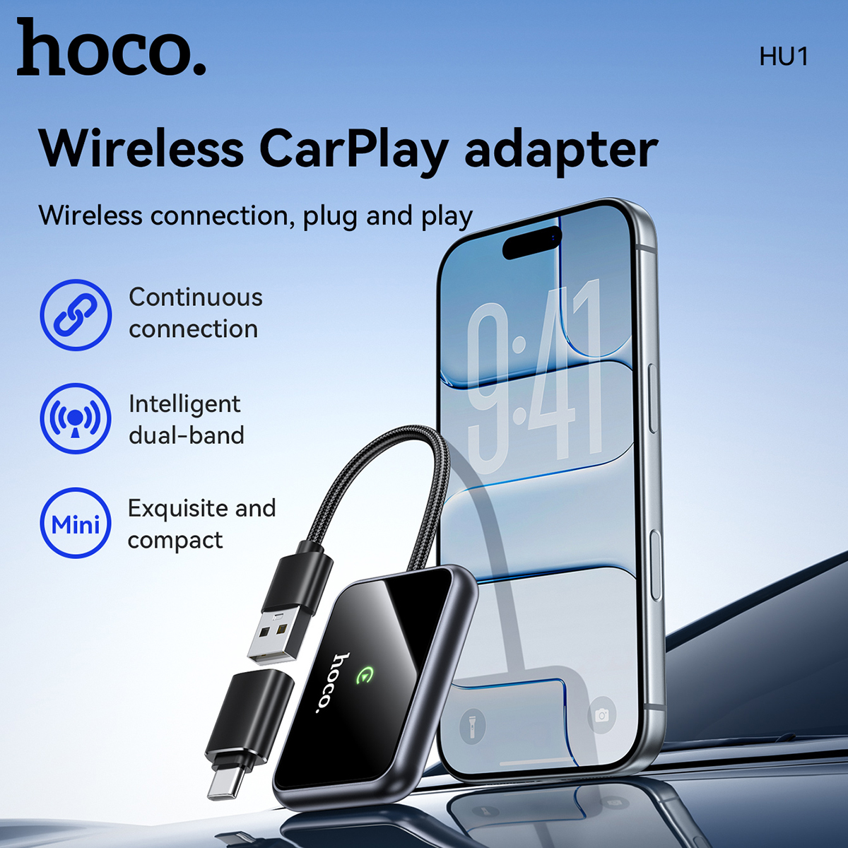 Ασύρματος προσαρμογέας CarPlay HOCO ενσύρματος σε