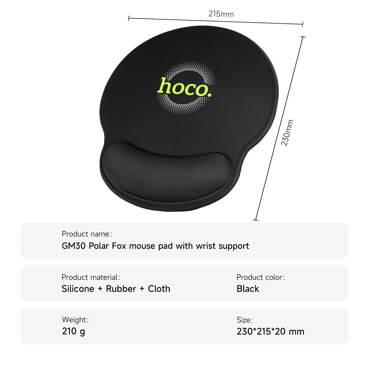 Mouse con poggiapolsi ergonomico HOCO GM30, comodo