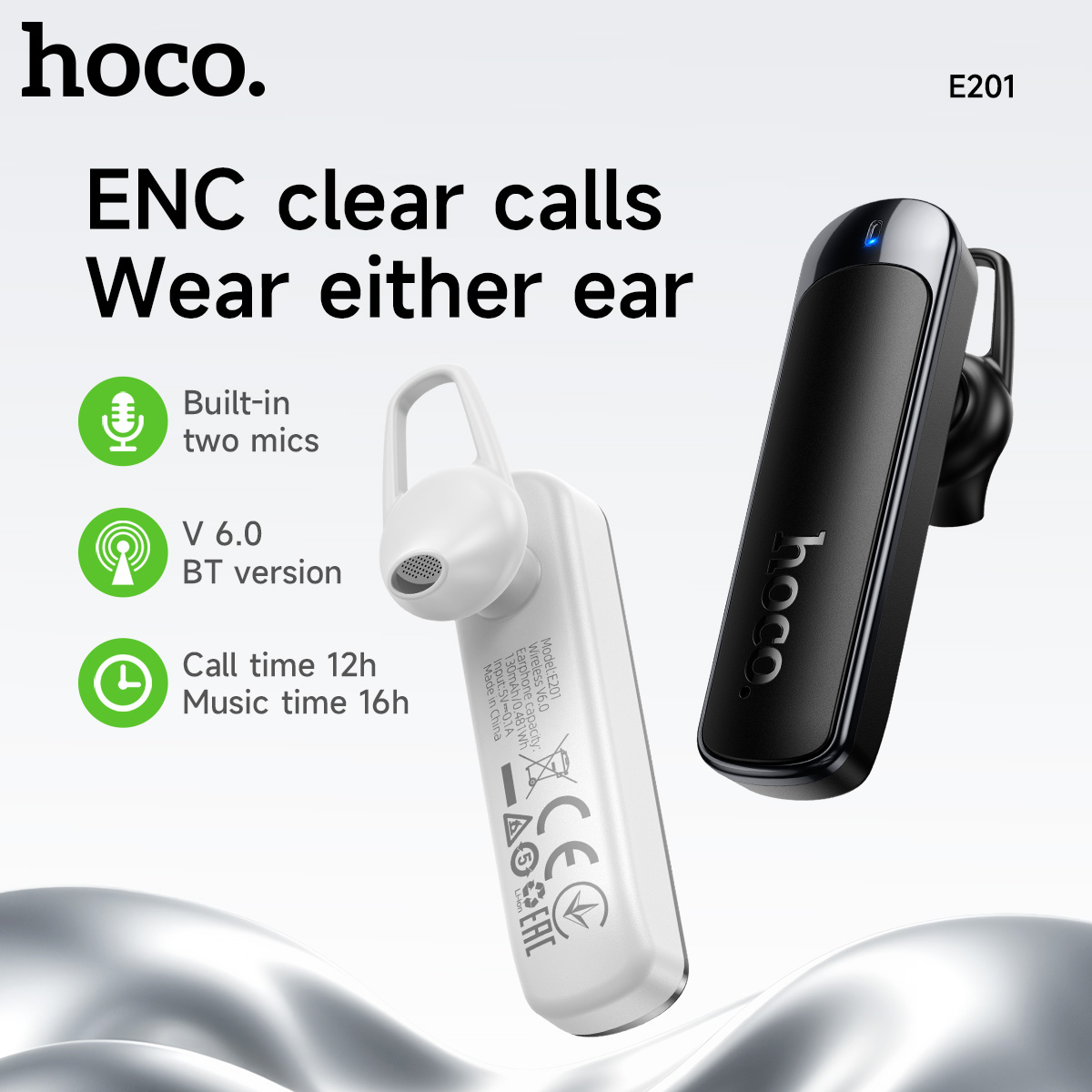 Cuffie HOCO E201 ENC con cancellazione del rumore