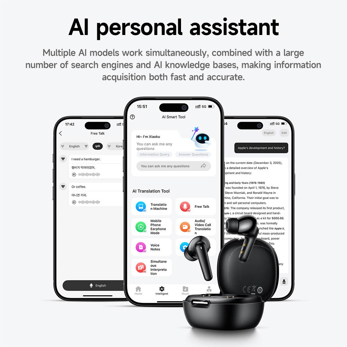 Auricolari HOCO Smart AI con traduzione in tempo reale