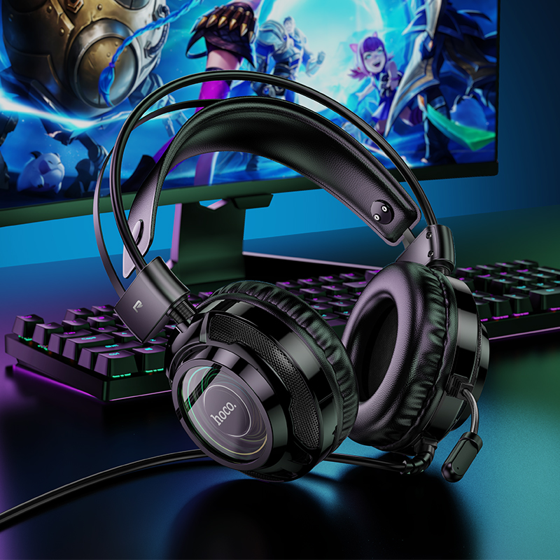 Cuffie da gaming cablate HOCO con illuminazione RGB