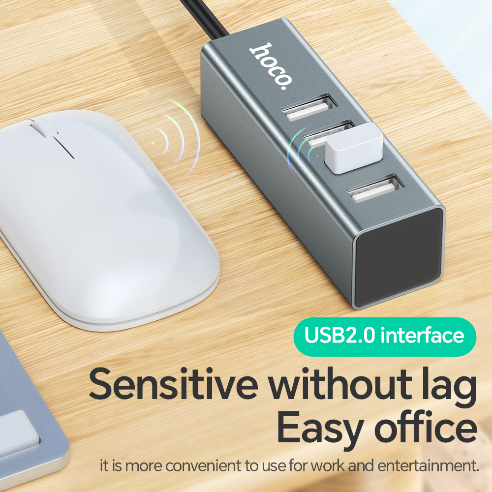 Hub USB 2.0 HOCO, splitter USB, adattatore di