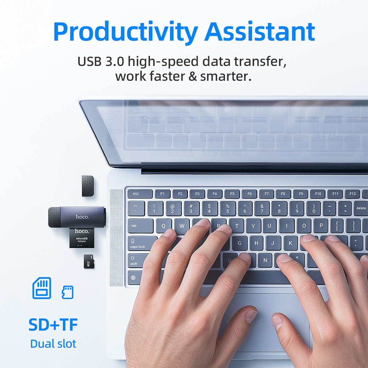Lettore di schede HOCO 2 in 1 USB A/USB C 3.0 per SD