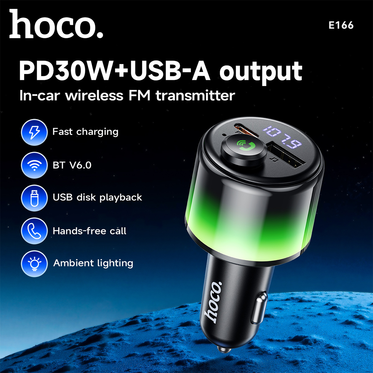 Trasmettitore FM Bluetooth 6.0 per auto HOCO PD30W