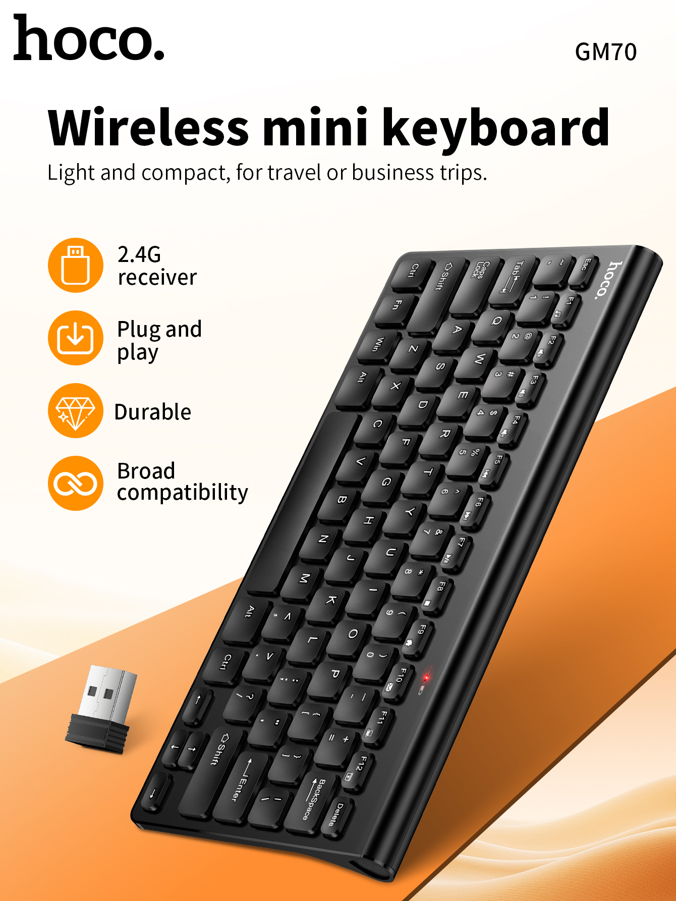 Tastiera mini USB wireless portatile HOCO 2.4G