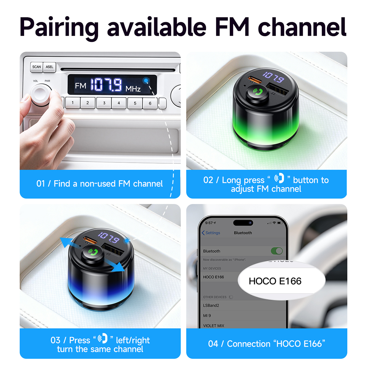 Trasmettitore FM Bluetooth 6.0 per auto HOCO PD30W